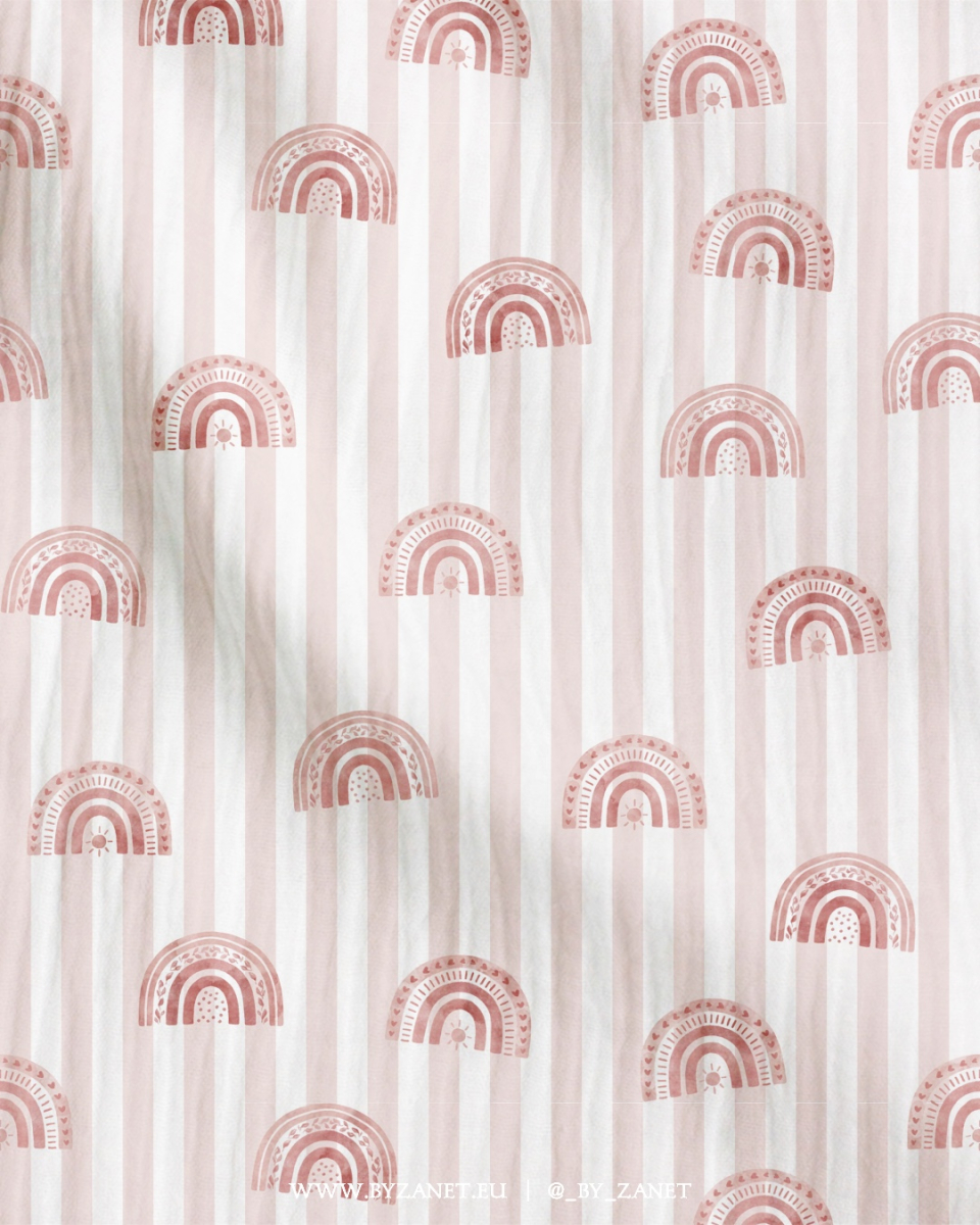 Boho rainbows & stripes pink