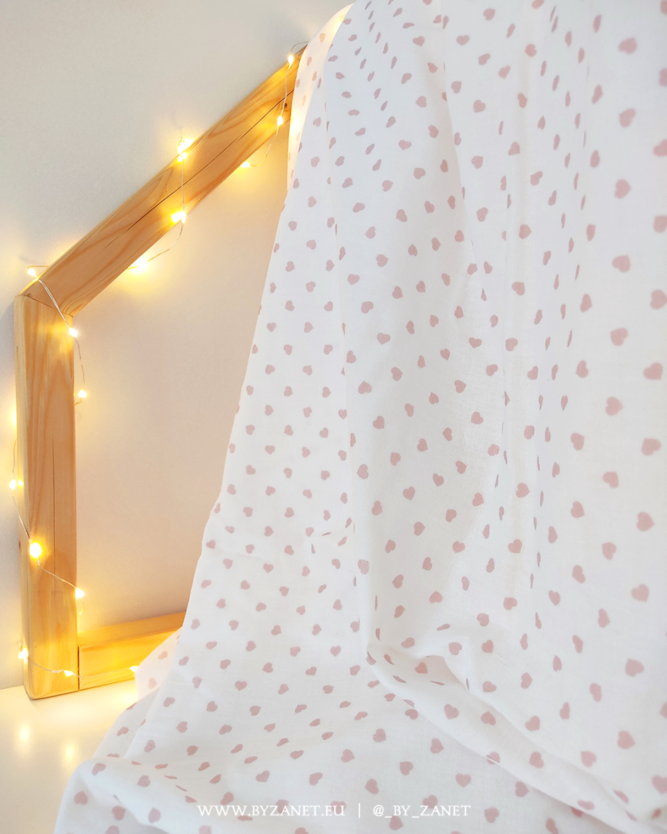 hearts white & rose pink