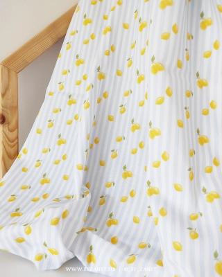 Lemons blue & white stripes mini