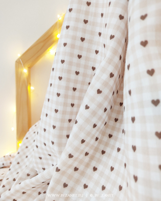 vichy hearts beige and chocolate