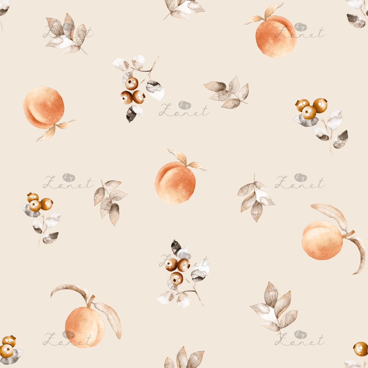 Peach and berries - natural 20 cm
