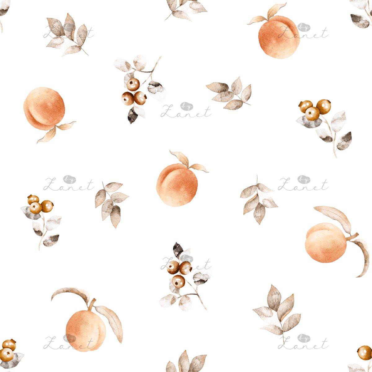 Peach and berries - white 20 cm