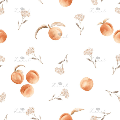 Peach and flowers - white 30 cm