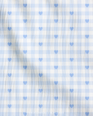 vichy hearts light blue