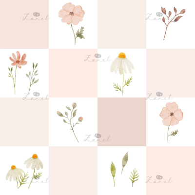 flower cheater quilt pink - 20 cm