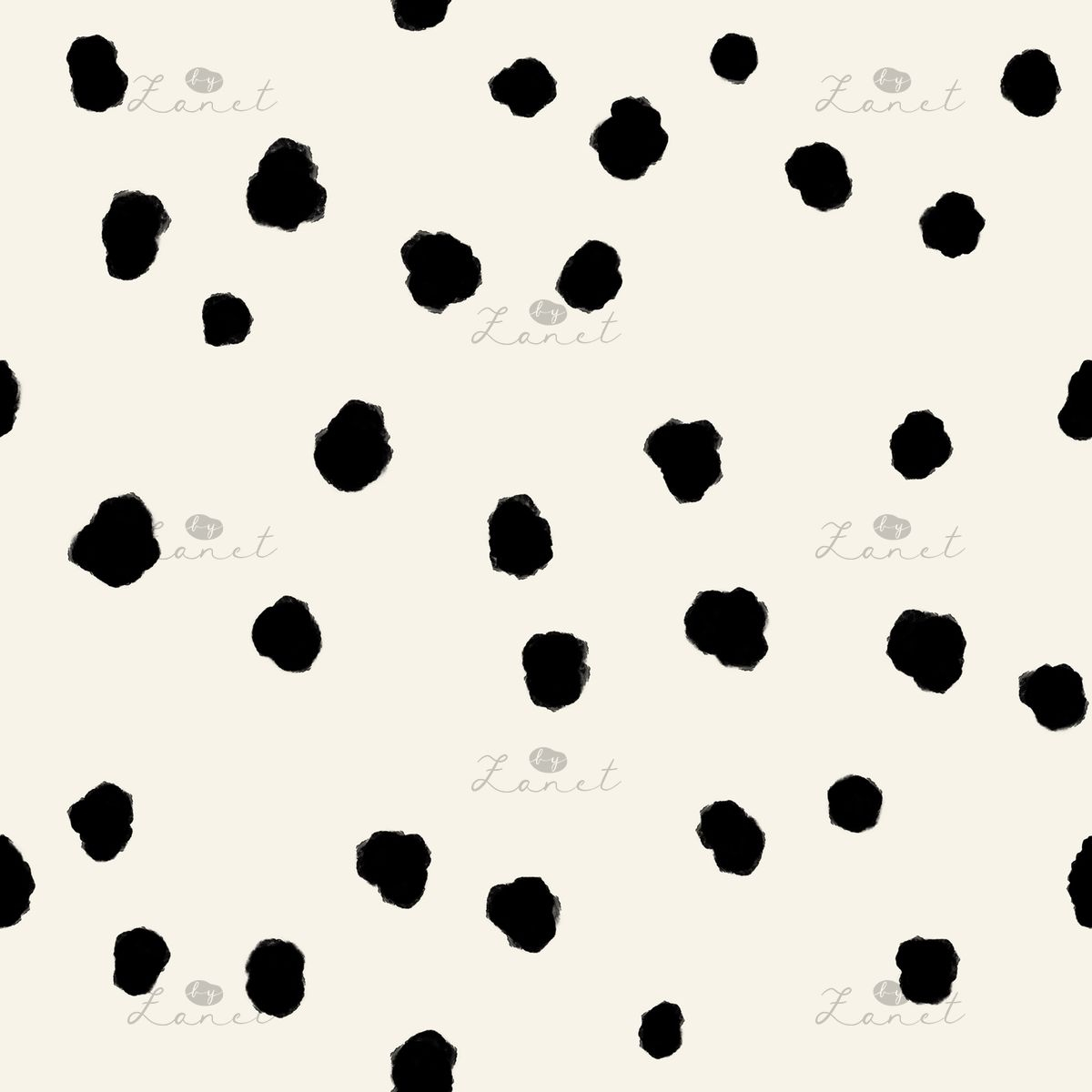 Abstract ink spots black on cream - 15 cm