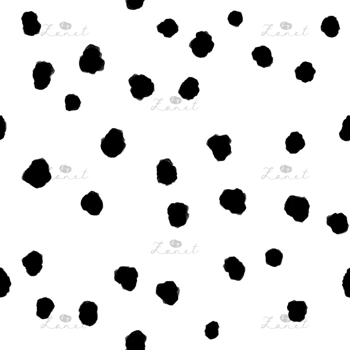 Abstract ink spots black on white - 15 cm