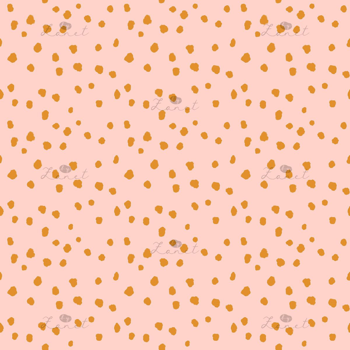 Abstract ink spots mustard on nude mini - 15 cm