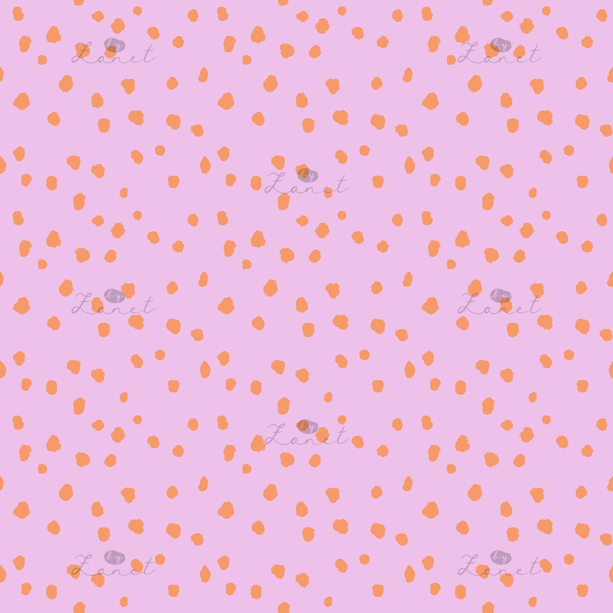 Abstract ink spots orange on lilac mini - 15 cm