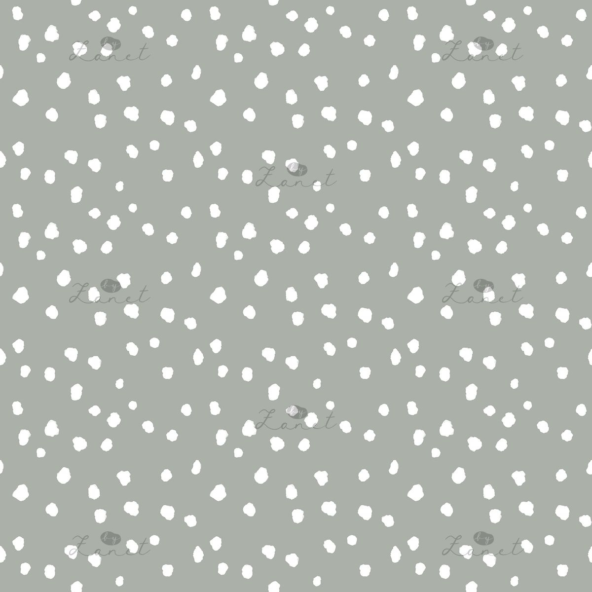 Abstract ink spots white on sage mini - 15 cm