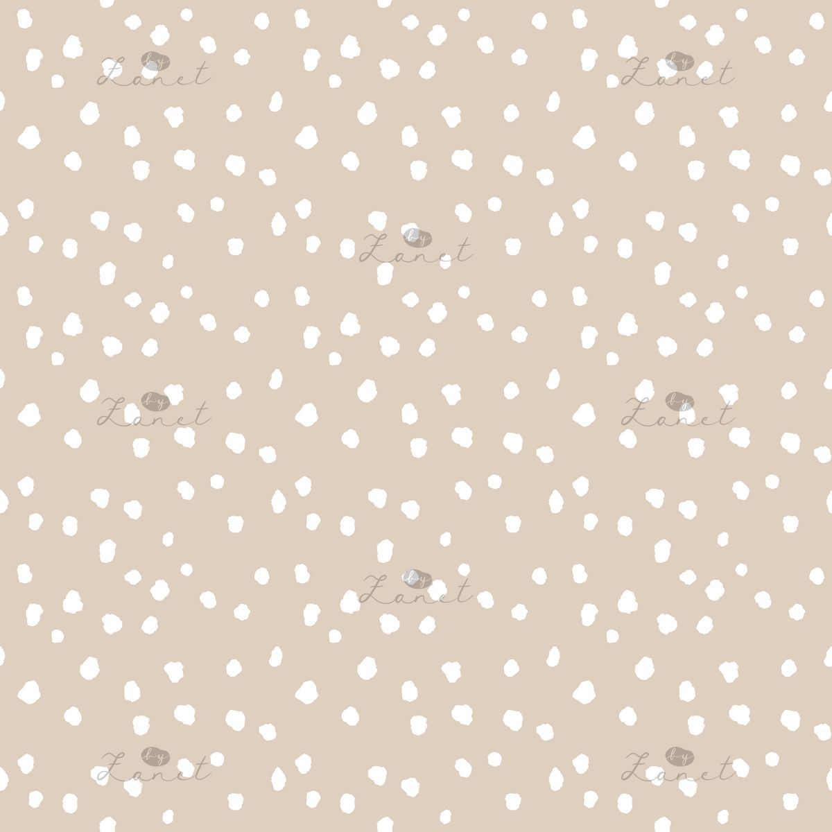 Abstract ink spots white on beige mini - 15 cm