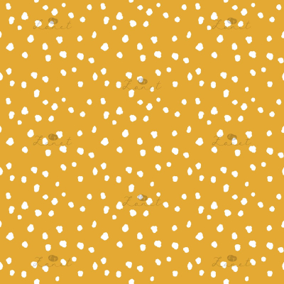 Abstract ink spots white on mustard mini - 15 cm
