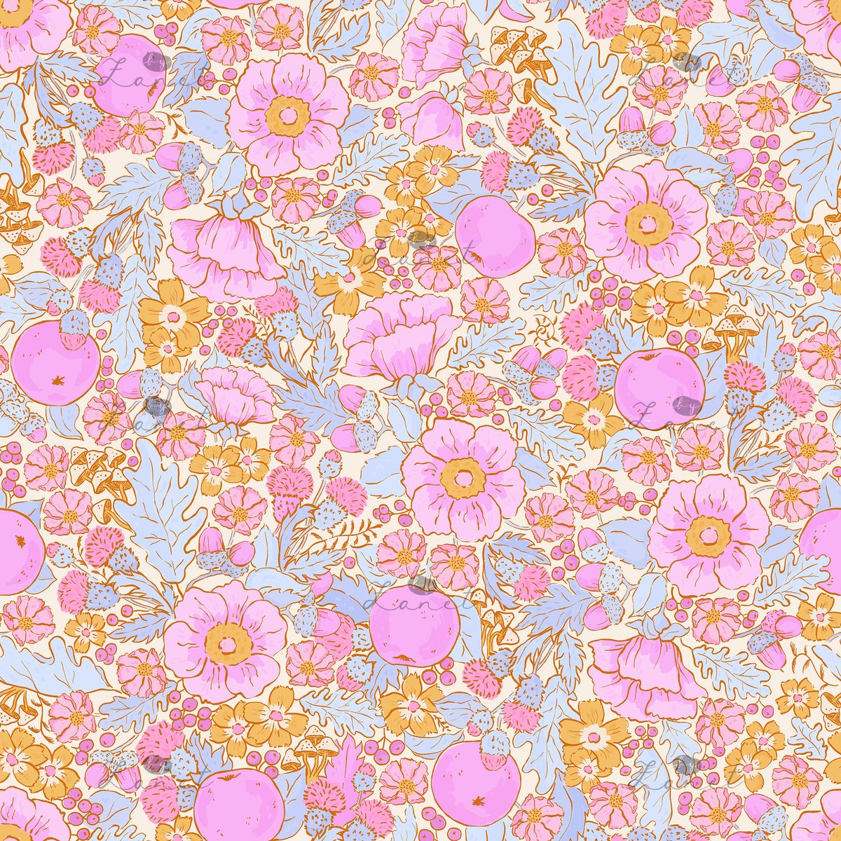 autumn blooms candy pastels - 20 cm