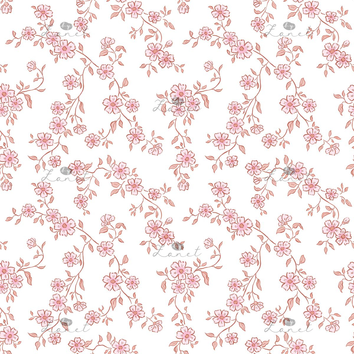 tiny flowers dusty rose - 25 cm