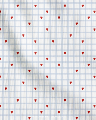 hearts & checks - red & blue