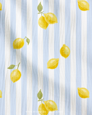 Lemons blue & white stripes