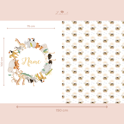 Cut & sew - safari baby blanket with name