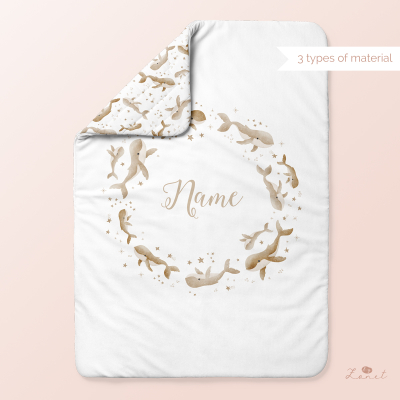Cut & sew - whales baby blanket with name