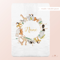 Cut & sew - safari baby blanket with name