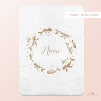 Cut & sew - whales baby blanket with name