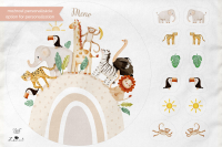 BABY PLAYMAT CUT & SEW PANEL - SAFARI rainbow
